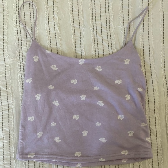 pacsun purple tank top with white mushroom details. - Picture 1 of 3